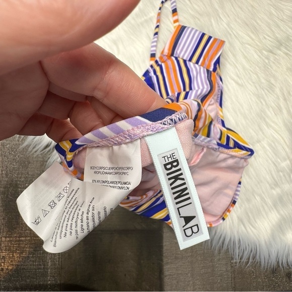 NWOT Bikini Lab Striped One Piece Swimsuit Medium - Picture 7 of 10